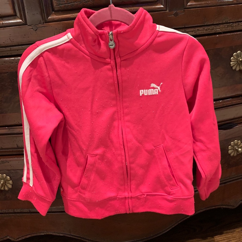 Puma girls track jacket in hot pink